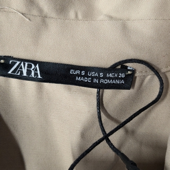 NWT ZARA Gabardine Jumpsuit Trench Camel Sand Beige Size Small - Picture 10 of 16